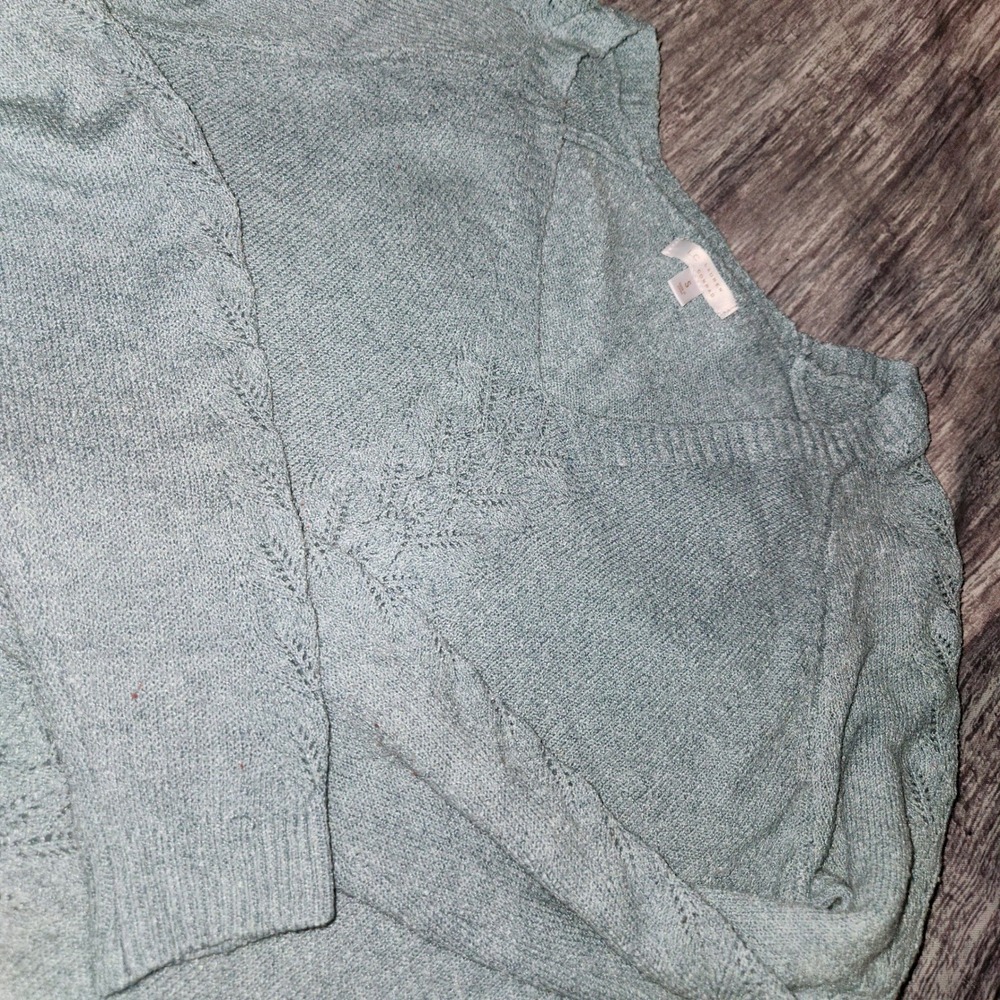 Lauren Conrad Womens Sweater Size S Light Blue V Neck Long Sleeve Knit Textured